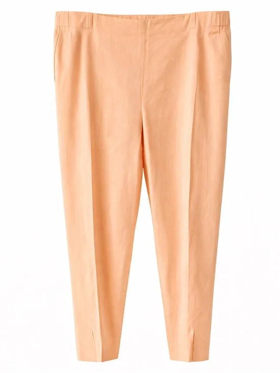 J.Jill Peach Linen Stretch Pull-On Pants XL Tapered Ankle Casual Chic Spring - Picture 2 of 5